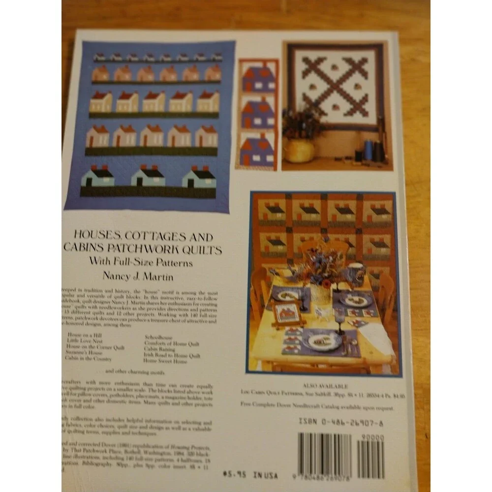 NANCY MARTIN HOUSES COTTAGES & CABINS PATCHWORK QUILTS WITH FULL-SIZE PATTERNS
